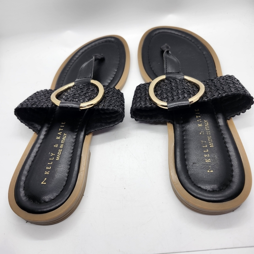 Kelly & Katie Black and Gold Sandals Sz 7‎ - Picture 3 of 6